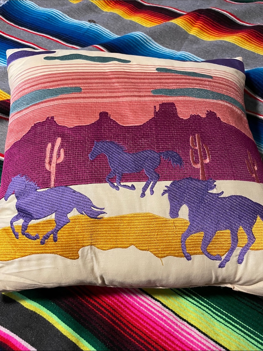 Pendleton Purple, pink, and Gold 🌵 desert 🏜️ Horse 🐴 Accent Pillow